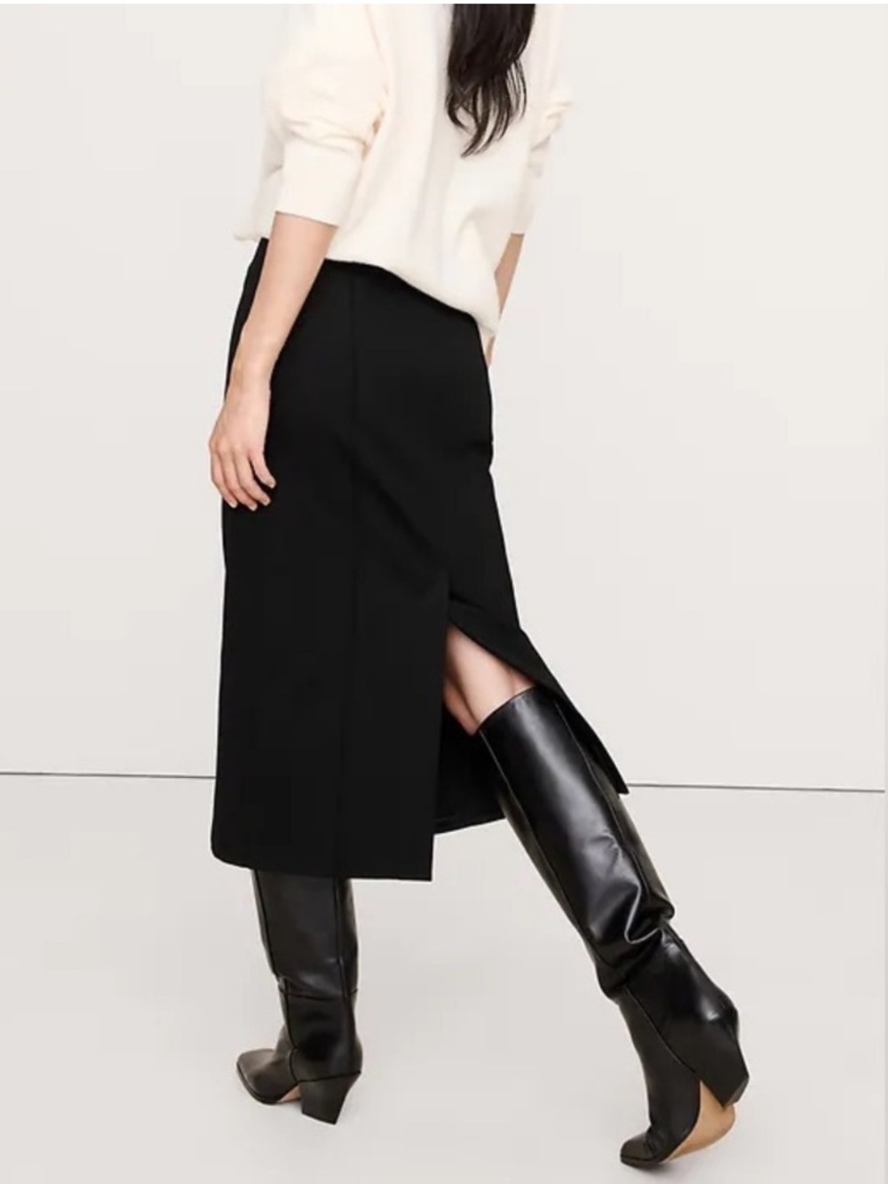 Banana Republic NWT Black Scuba Knit Midi Pencil Skirt Size SMALL - Picture 3 of 8